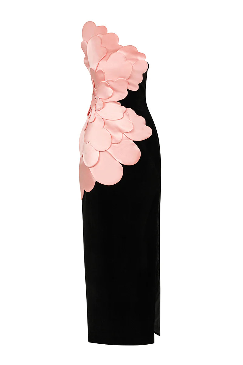 FLOWER APPLIQUE BODY MAXI DRESS | HAPPY CLOTHING | CULT MIA | CULT MIA UK LTD