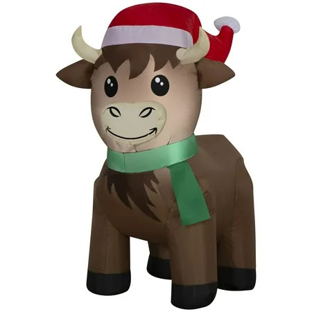 Multicolor Highlander Cow Christmas Airblown Yard Inflatable, 42", by Holiday Time | Walmart (US)