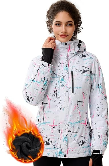 FREE SOLDIER Women's Waterproof Ski Snow Jacket Fleece Lined Warm Winter Rain Jacket with Hood Fu... | Amazon (US)