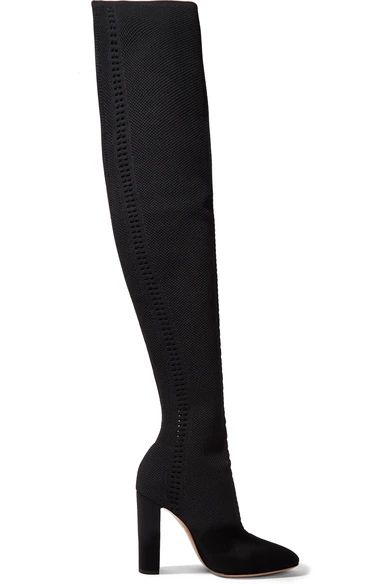 105 perforated stretch-knit over-the-knee boots | NET-A-PORTER (US)