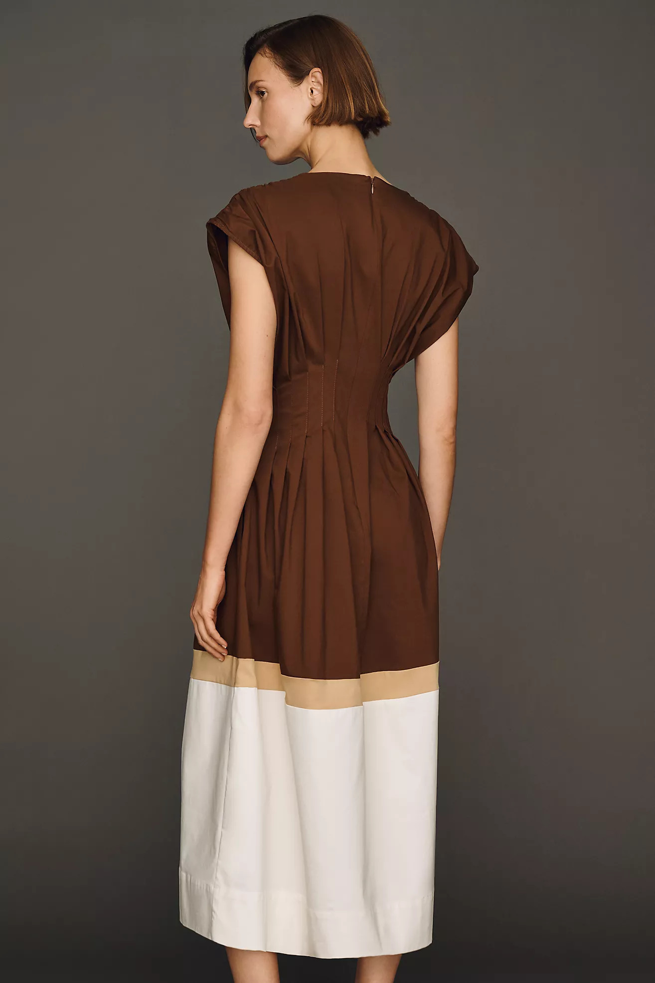 Exquise Pleated Short-Sleeve Twofer Midi Dress | Anthropologie (US)