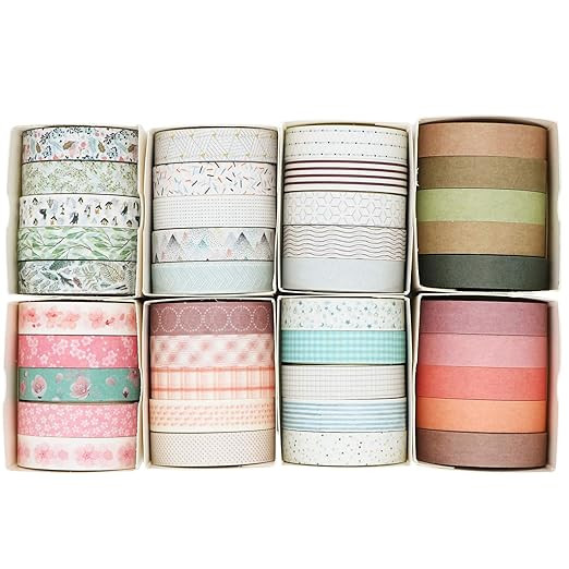 Knaid 40 Rolls of Slim Washi Tape Gift Box Set, Decorative Paper Tapes 10 mm Wide for Scrapbookin... | Amazon (US)