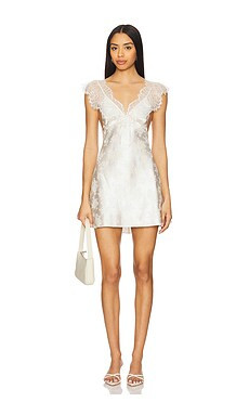 For Love & Lemons Audrey Mini Slip Dress in Cream from Revolve.com | Revolve Clothing (Global)