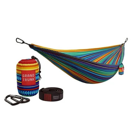 Grand Trunk Double Deluxe Hammock with Suspension Straps – Vibrant Printed Parachute Nylon Hammock for Two, 10'6" x 6'6", 400 lb Capacity, Tree-Friendly Straps Included | Walmart (US)