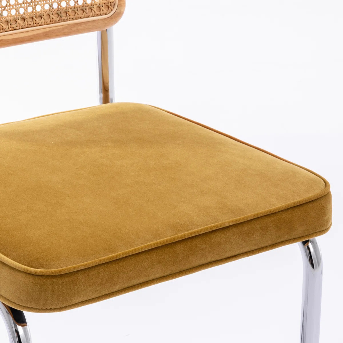 Crumley 18.8" H Upholstered Side Chair with Cane Rattan Back and Steel Frame (Set of 2) | Wayfair North America