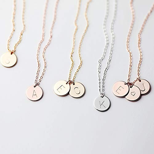 Delicate Initial Disc Necklace Rose Gold Initial Necklace Best Friend Personalized Bridesmaid Gif... | Amazon (US)