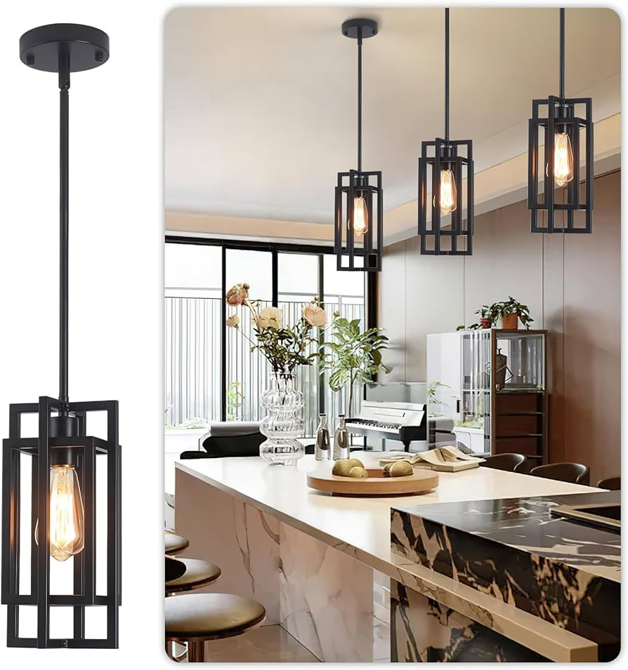 Black Pendant Lights Kitchen Island, Adjustable Modern Pendant Lights Fixture Farmhouse Mini Kitc... | Amazon (US)