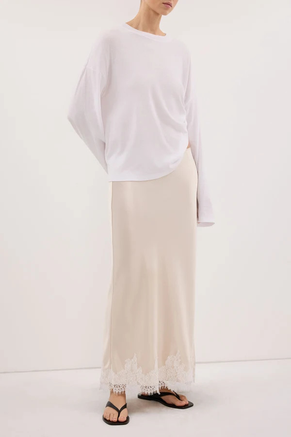 SELENE OYSTER SATIN MIDI SKIRT | DISSH