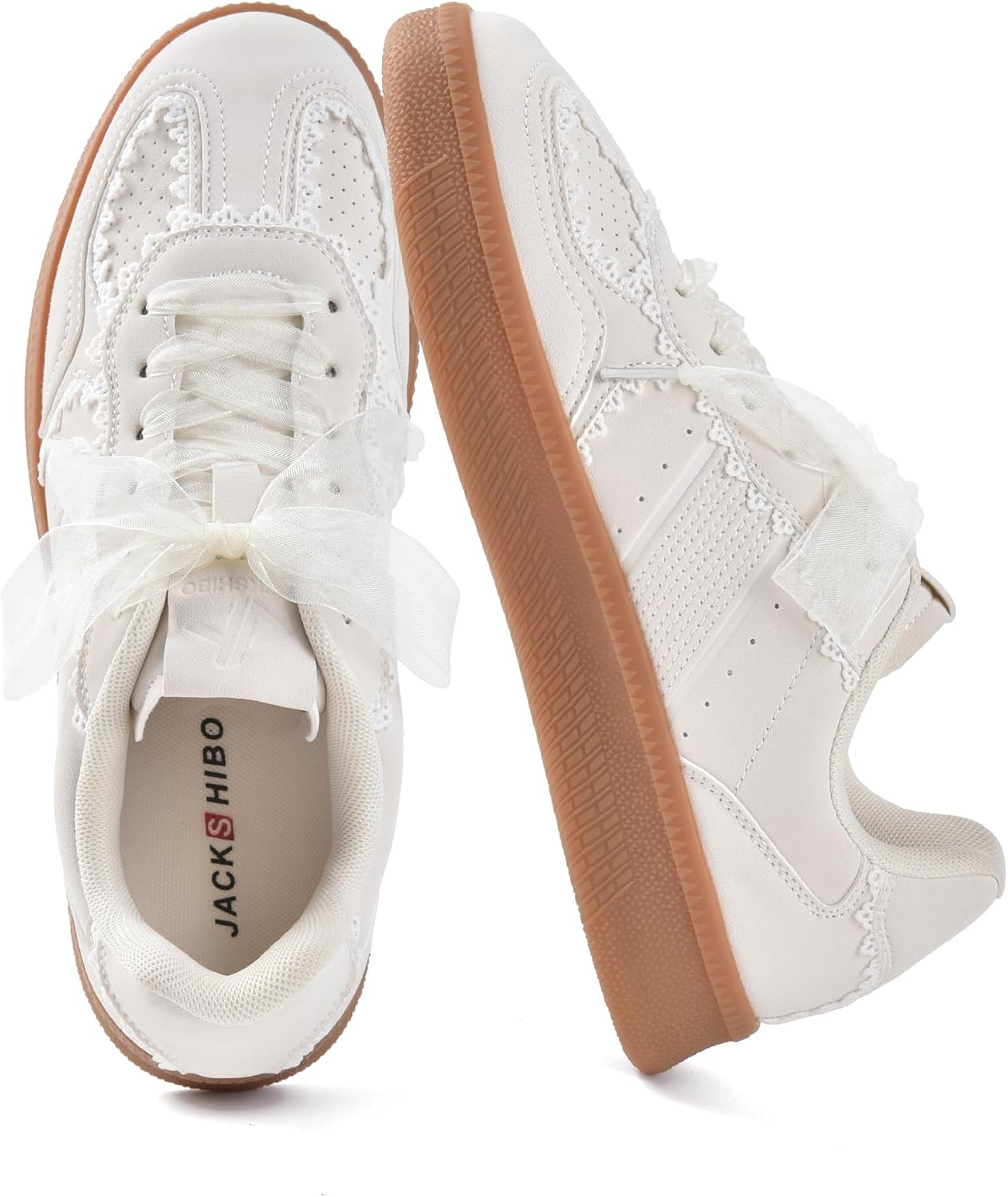 Women's Ribbon Lace-Up Fashion Sneakers Arch Support Tennis Walking Shoes | Amazon (US)
