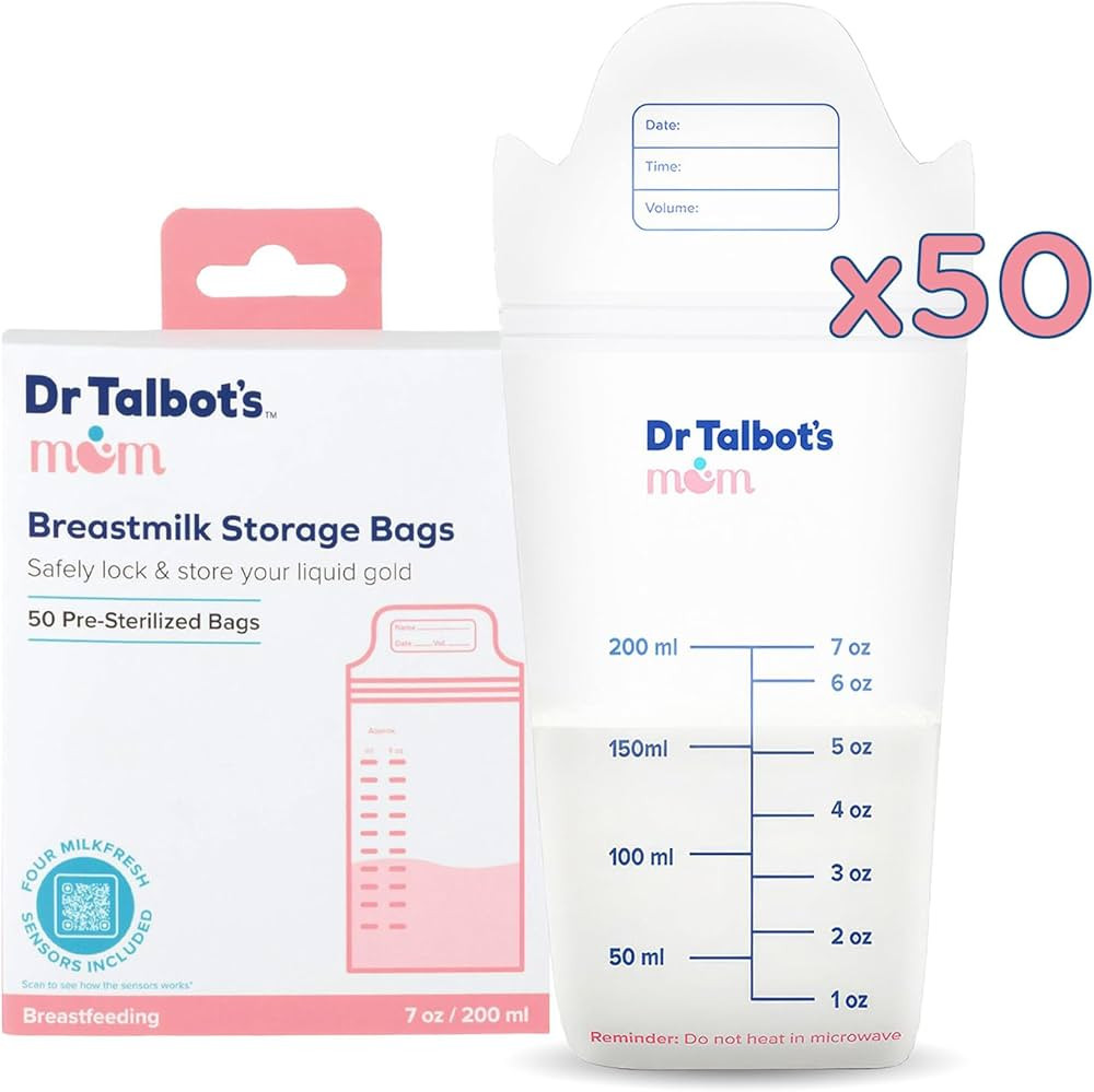 Dr. Talbot's Mom Breastmilk Storage Bags & 4 MilkFresh Sensors, 50 Count | Amazon (US)