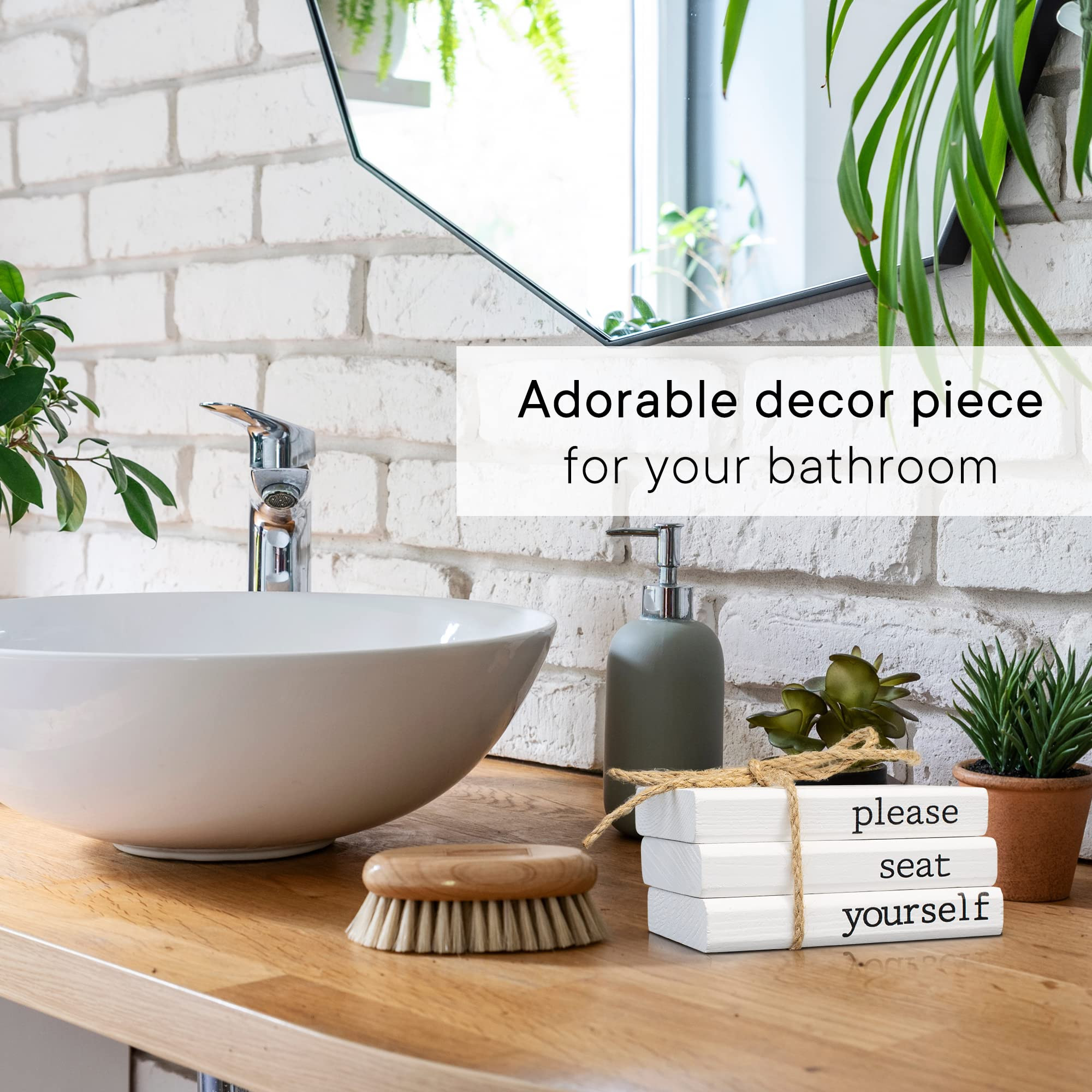 Farmhouse Bathroom Decor - Funny Rustic Wooden Mini Books for Your Restroom Shelf - The Perfect S... | Amazon (US)