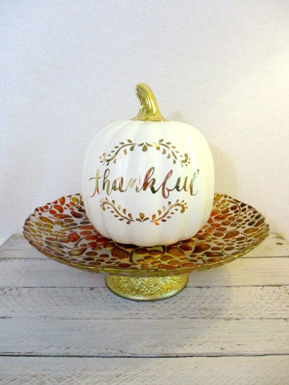 Ceramic Pumpkin Thankful Pumpkin White Pumpkin Farmhouse Pumpkin Autumn Fall Harvest Thanksgiving Ta | Etsy (US)