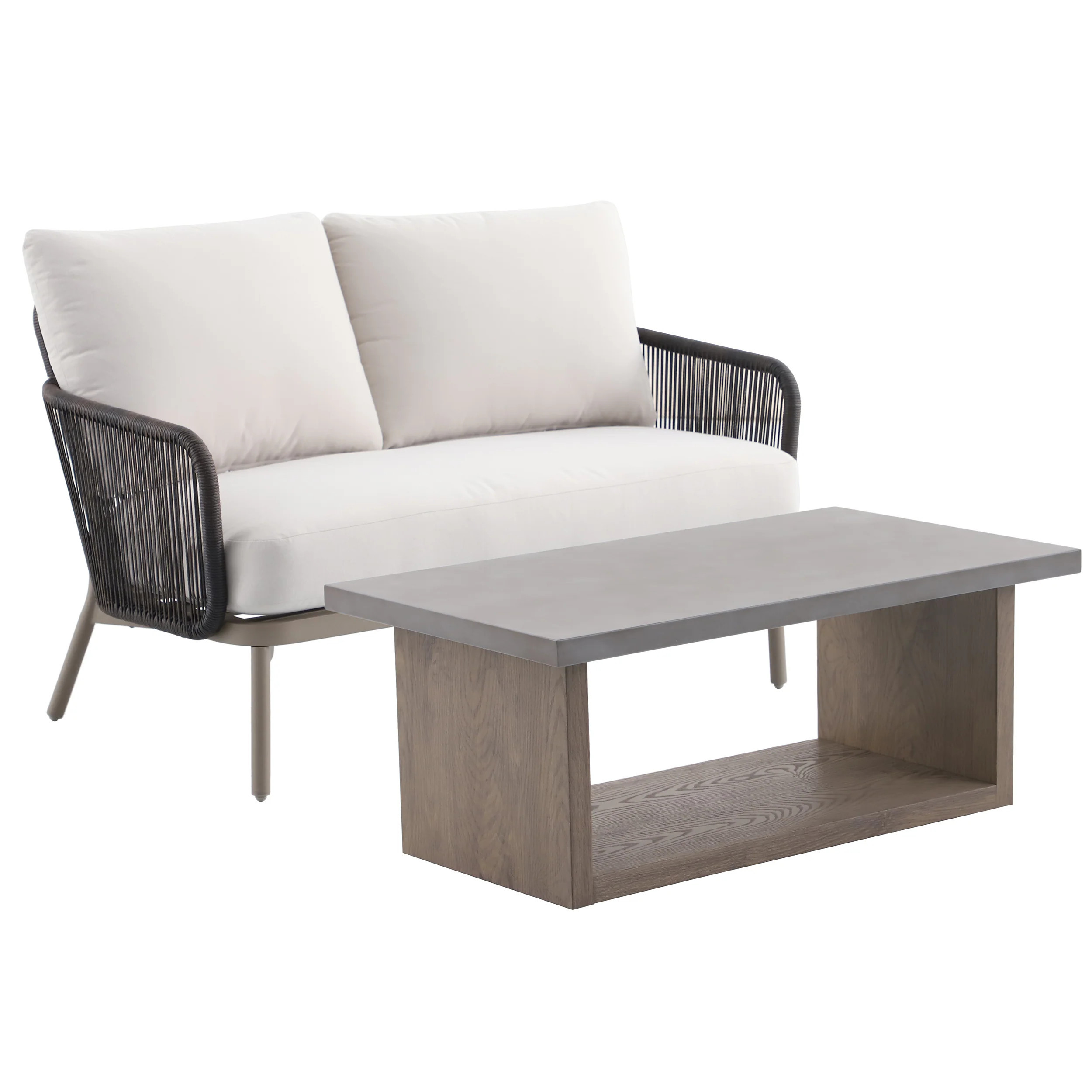 Origin 21 Lincoln Point 2 -Piece Wicker Patio Conversation Set with Cream Cushions | FRS71188L-4 | Lowe's