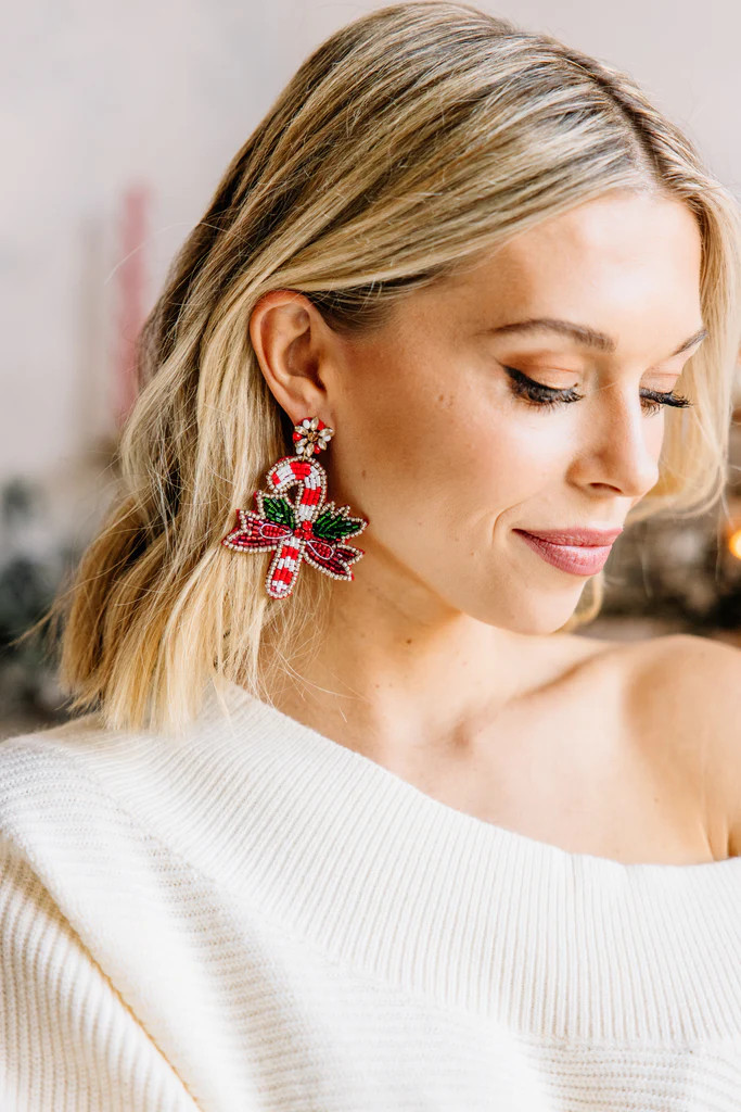 Treasure Jewels: Candy Cane Red Earrings | The Mint Julep Boutique