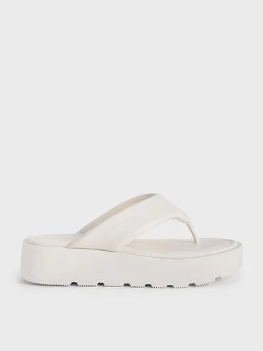 White V-Strap Flatform Thong Sandals | CHARLES & KEITH | Charles & Keith AU