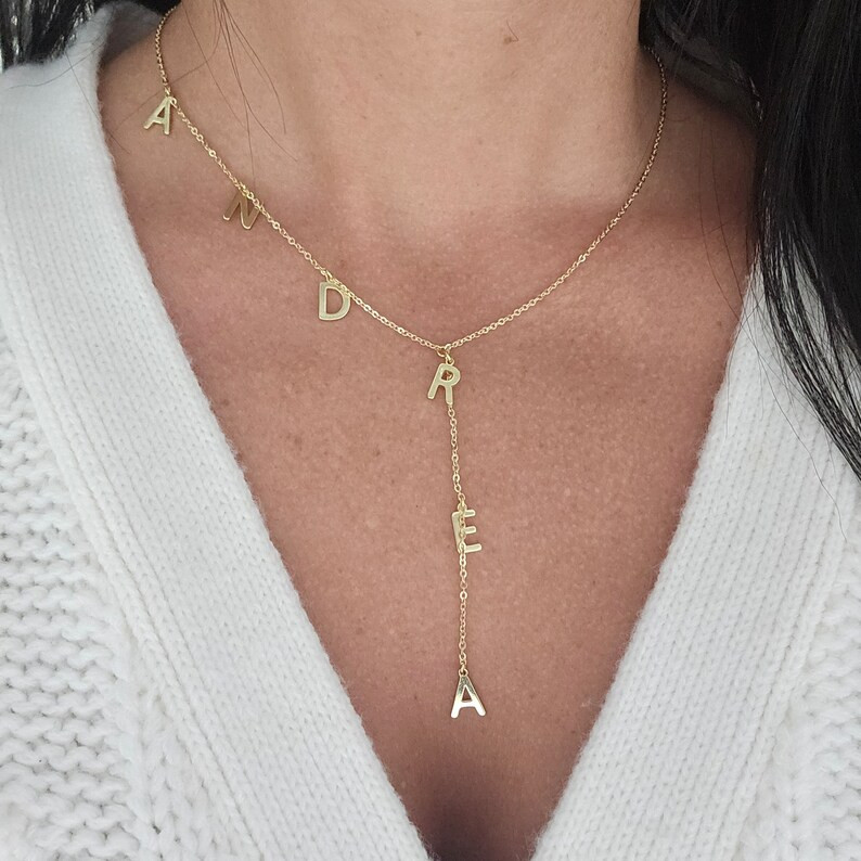Custom Letter Necklace Layering Necklace Lariat Name Initial Gold Necklace Personalized Necklace ... | Etsy (US)