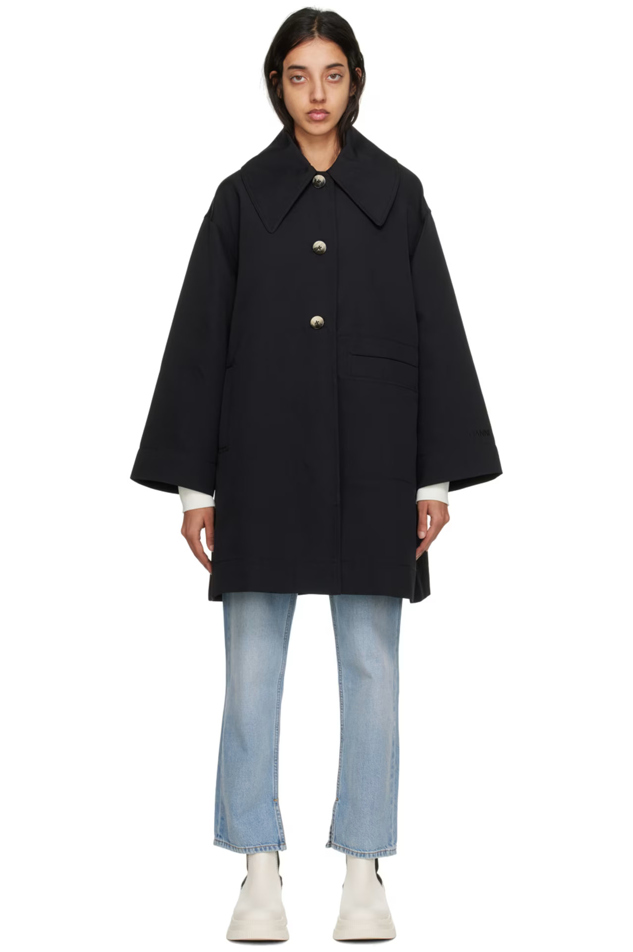 GANNI - Black Oversized Jacket | SSENSE