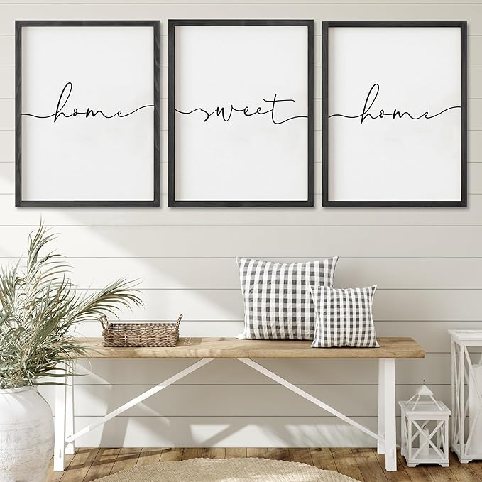 Heiple Set of 3 Framed Farmhouse Home Sweet Home Sign 11’’x14’’ Above Bed Wall Decor for ... | Amazon (US)