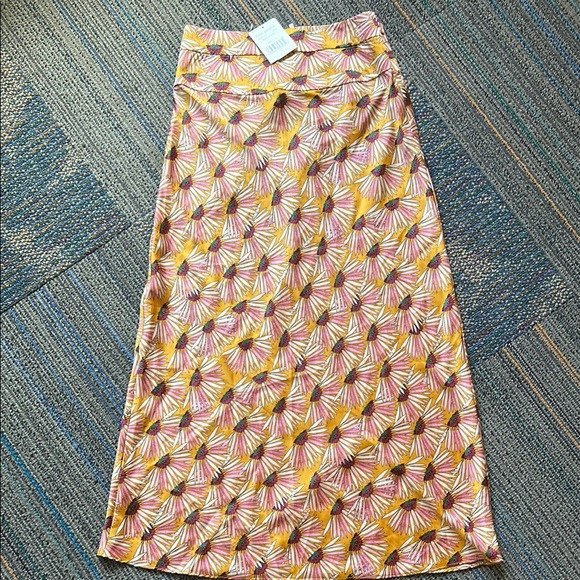 NWT Free People Daisy Floral Silk Midi Skirt  in Yellow and Pink | Poshmark