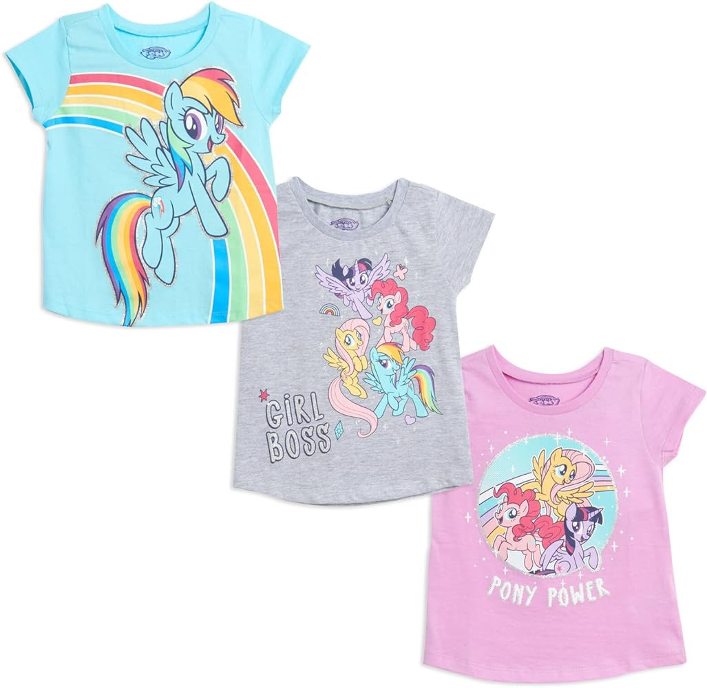 My Little Pony 3 Pack Short Sleeve T-Shirts | Amazon (US)