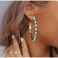 Western Turquoise Hoop Earrings | Etsy (US)