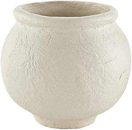 Mud Pie Paper Mache White Vase, Pot, 7" x 7.73" Dia | Amazon (US)