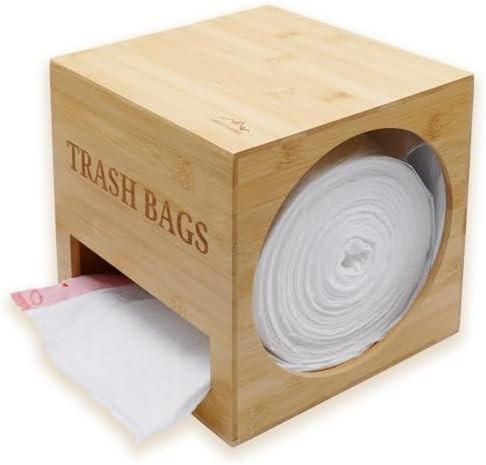 Trash bag holder dispenser | Bamboo garbage bag holder dispenser for Under Sink Storage | Wall Mo... | Amazon (US)