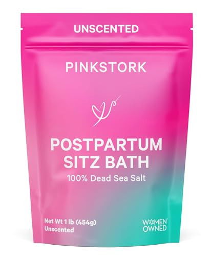 Pink Stork Postpartum Sitz Bath Soak: Dead Sea Salt for Perineal Care & Cleansing, Postpartum Recovery, Labor and Delivery Essentials, Women-Owned, Unscented, 16 oz | Amazon (US)