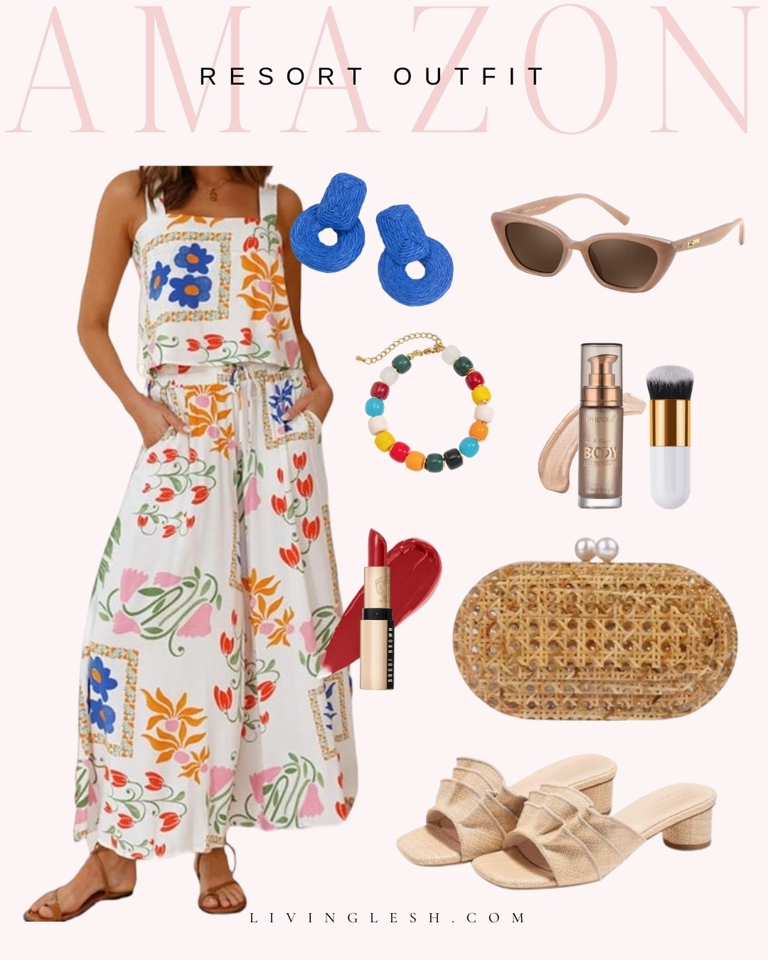 Amazon fashion | Amazon outfit | Resort wear | Vacation outfit | Vacation style | Sandals | Lipstick | Matching set | Two piece set | Summer outfit | Summer set | Linen pants | Rattan clutch | body shimmer

#LTKootd #LTKTravel #LTKSeasonal