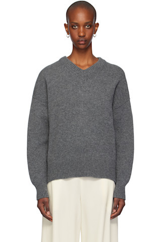 Gray Balla Slouch V-Neck Sweater | SSENSE
