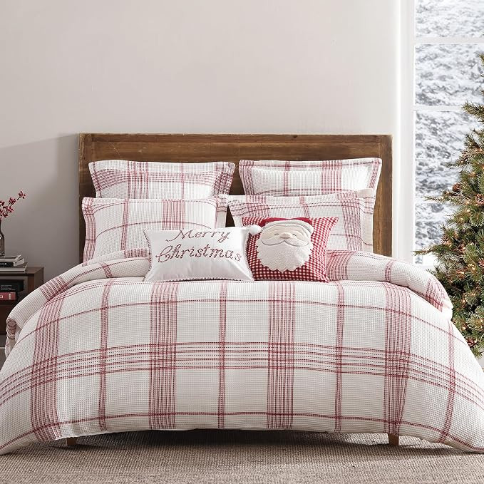 Levtex Home - Peppermint Plaid Christmas Duvet Cover Set - Full/Queen Holiday Duvet Cover 90 x 94... | Amazon (US)