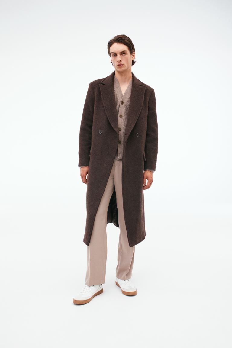 Double-breasted Wool-blend Coat - Dark brown - Men | H&M US | H&M (US + CA)