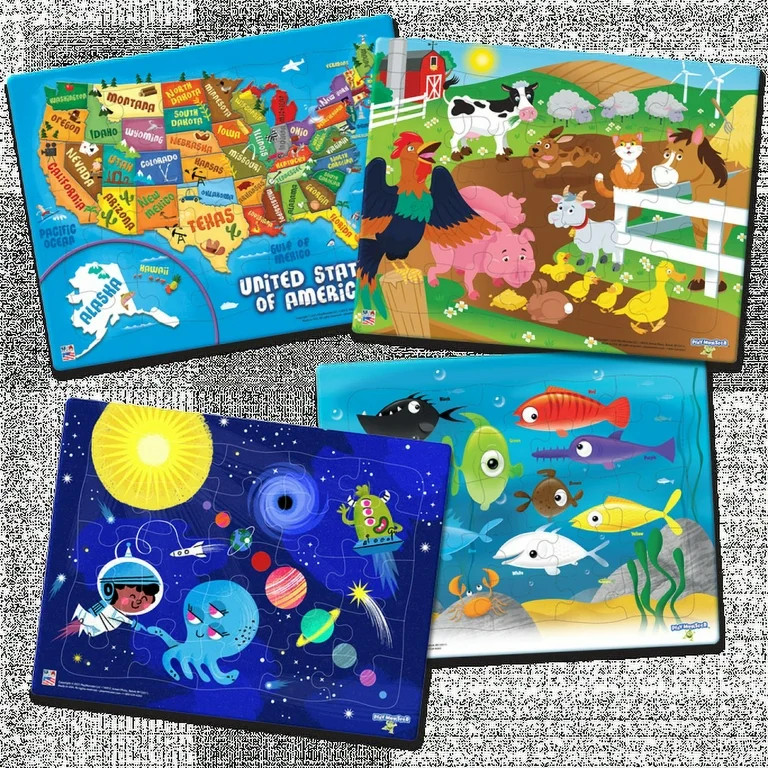 PlayMonster USA Fish Farm Space Jigsaw Puzzles, Pack of 4 | Walmart (US)