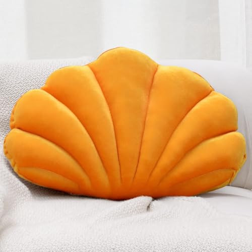 Sioloc Shell Pillows,Seashell Shaped Throw Pillows Soft Velvet Insert Decorative Pillows for Bed Couch Living Sofa Room Decor Accent Throw Pillow(Orange,18 X 13 inches) | Amazon (US)