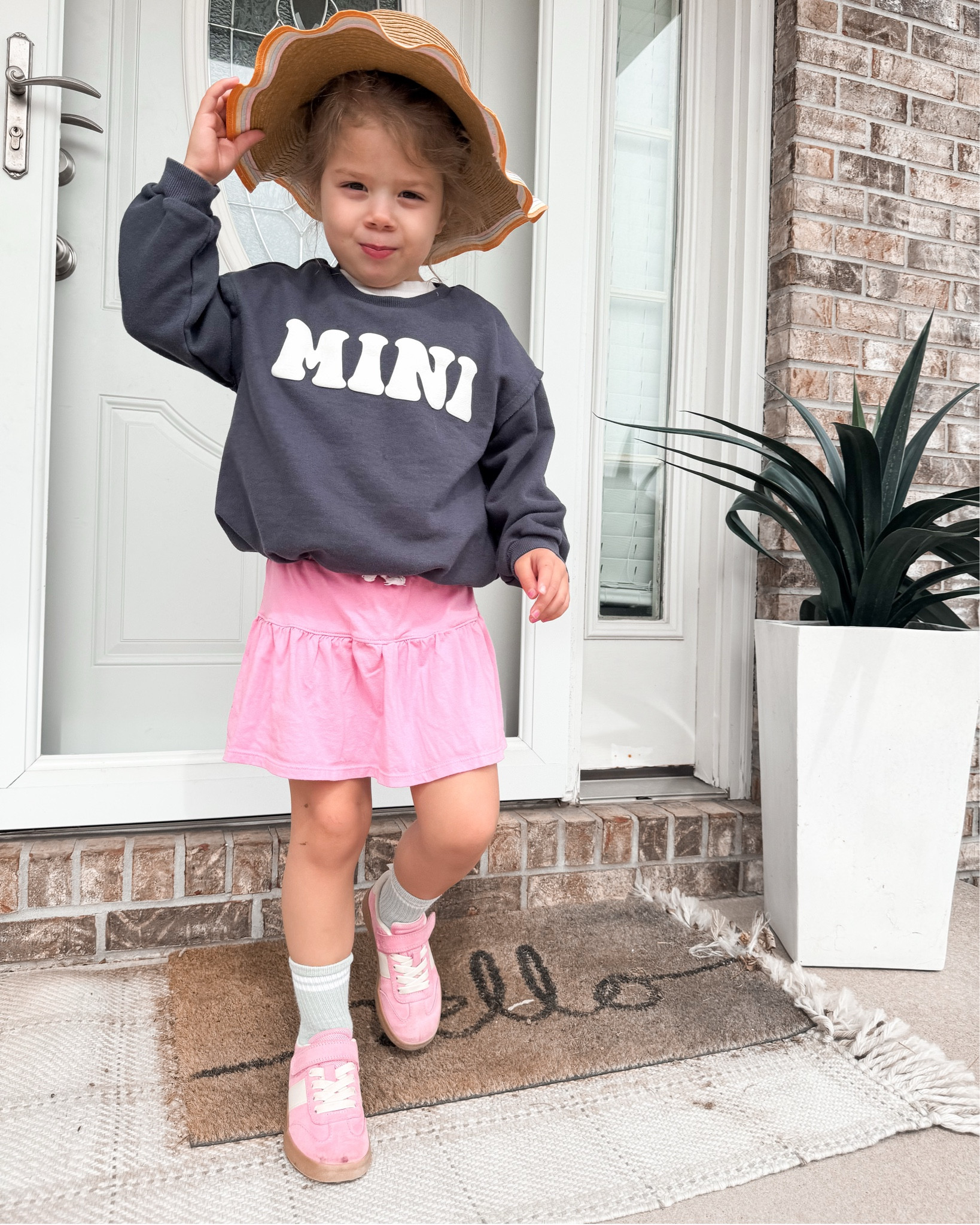 She refused to not wear the hat. Despite there being a wind advisory. I respect the grit. | toddler style | little girl outfits | spring things | spring style | target finds 
#toddlerstyle #toddlergirls #littlegirlfashion 

#LTKKids #LTKSeasonal #LTKFindsUnder50