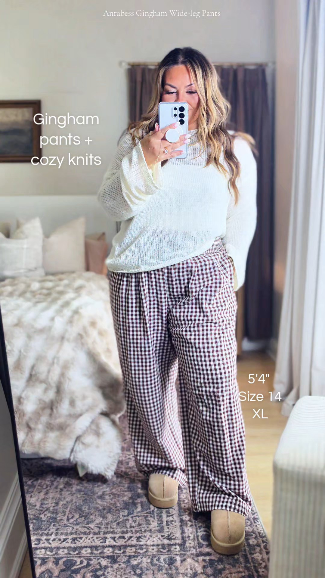 Gingham pants & cozy knits for fall

#LTKMidsize #LTKOver40 #LTKootd