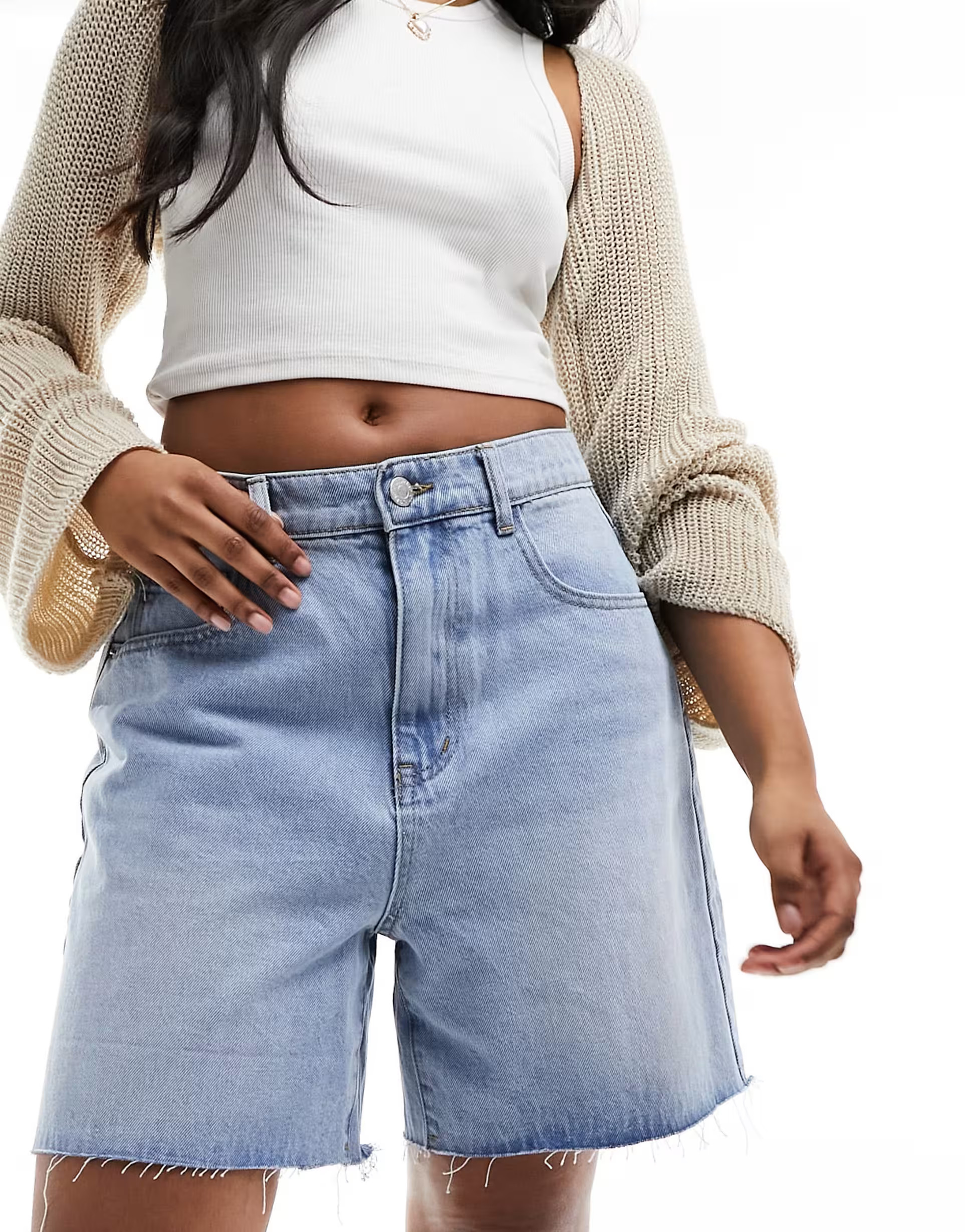 Kyo The Brand denim longline board shorts in light blue wash | ASOS (Global)