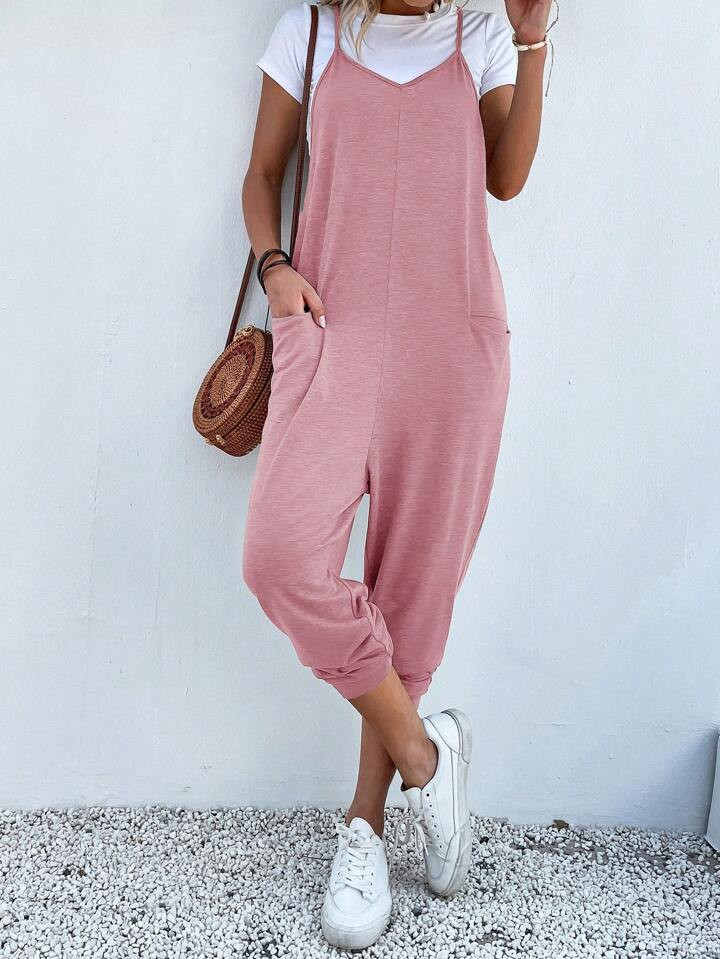 SHEIN LUNE Sleeveless Casual Jumpsuit, Minimalist And Fashionable For Everyday Wear | SHEIN