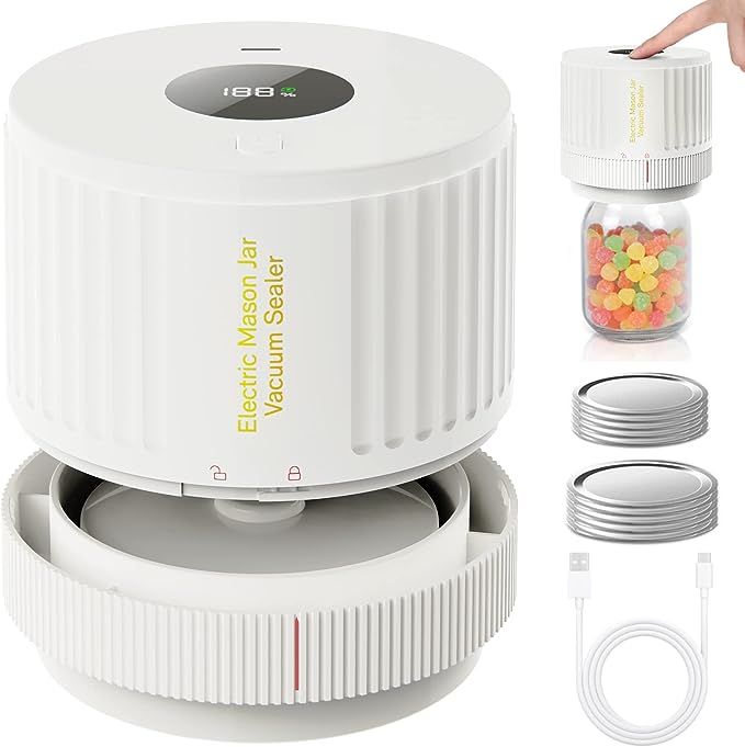 LOVE MOMENT Electric Mason Jar Vacuum Sealer Kit for Wide Mouth and Regular Mouth Mason Jar - Whi... | Amazon (US)