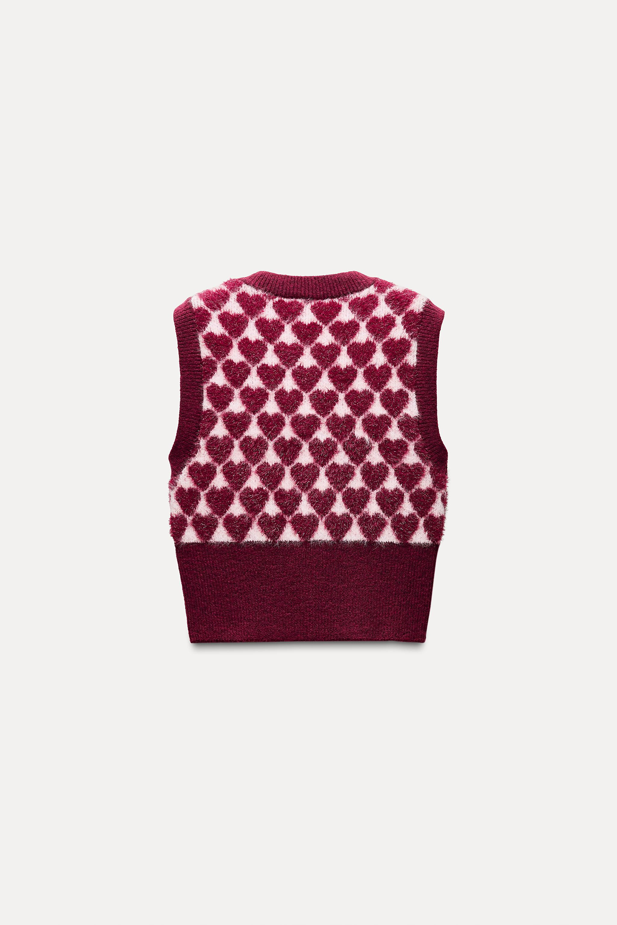 JACQUARD KNIT VEST WITH HEARTS | Zara UK
