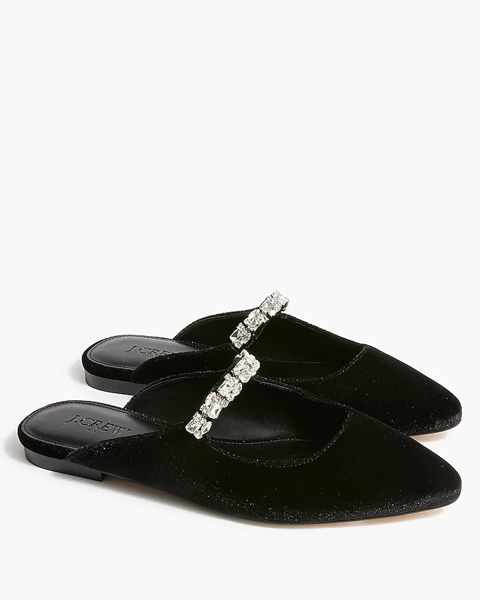 Velvet rhinestone mules | J.Crew Factory