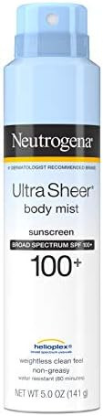 Neutrogena, SPF 100+ Ultra Sheer Body Mist Fullreach Sunscreen Spray, Clear, 15 Ounce, (Pack of 3... | Amazon (US)