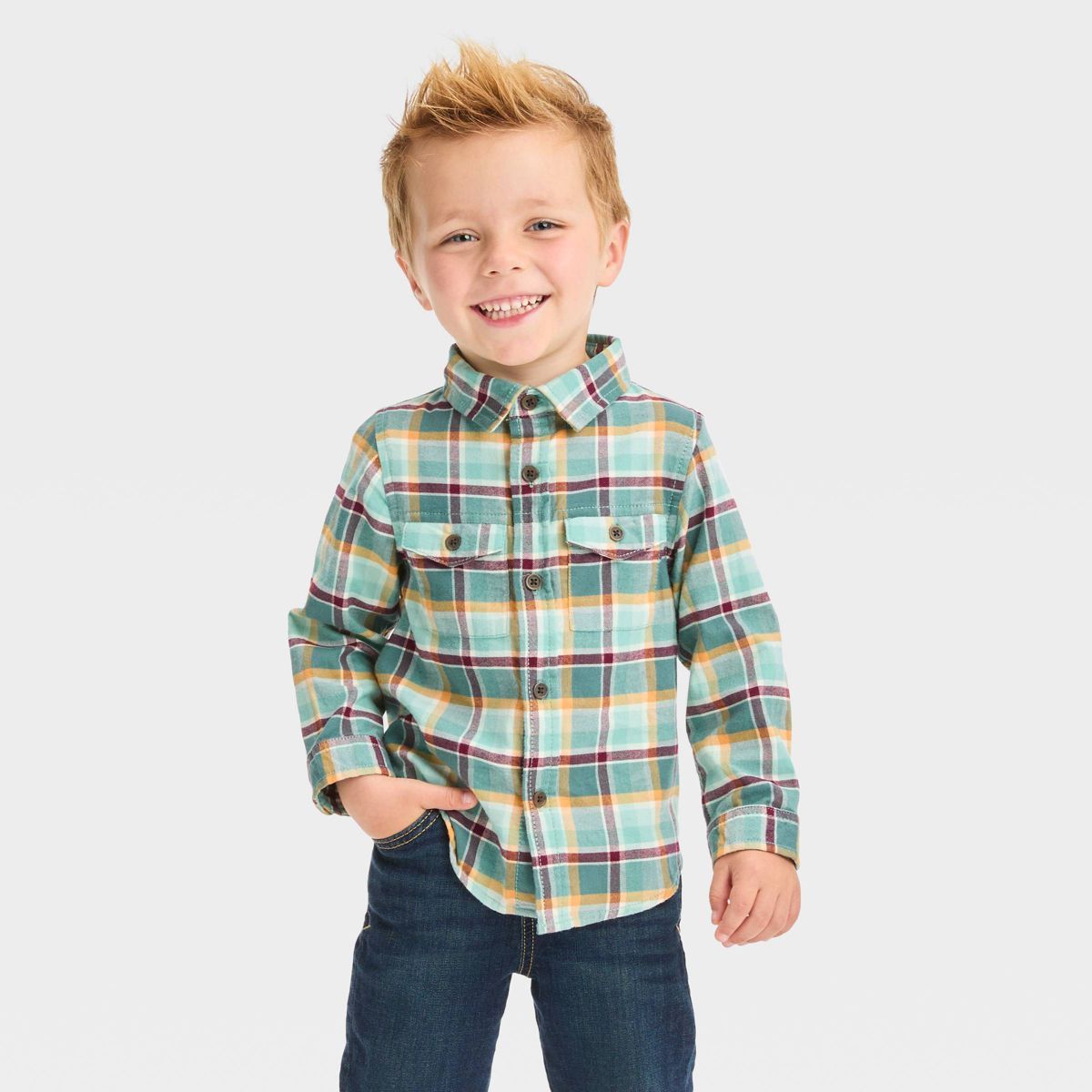 Toddler Boys' Long Sleeve Flannel Shirt - Cat & Jack™ | Target