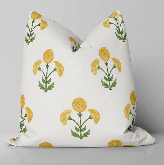 Saranda Flower Pillow Cover/ Marigold | Etsy | Etsy (US)