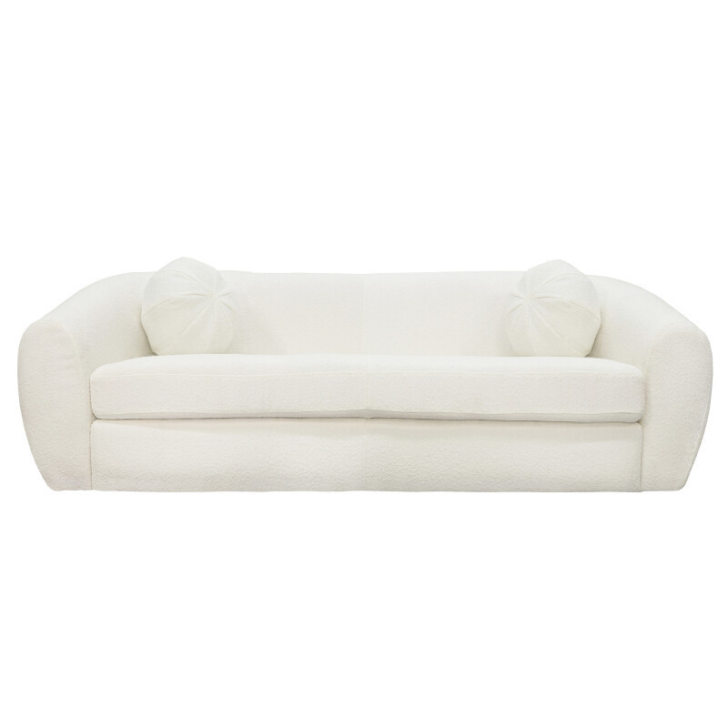 White Stainless Steel Boucle 3-Seater Sofa by Sagebrook Home | Homethreads