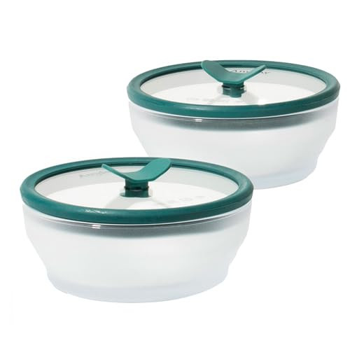 Anyday 2-Pack (2-Cup) Glass Food Storage Set with Glass Lids | Plastic-Free Frosted Meal Prep Bowls | Stackable Airtight Storage Container Set with Vented Silicone Lid for Microwave-Safe Reheating | Amazon (US)