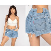 90S Levis Shorts Cut Off High Waisted Light Blue Levi Cutoff Jean Frayed Ripped Waist Cutoffs 1990S  | Etsy (US)