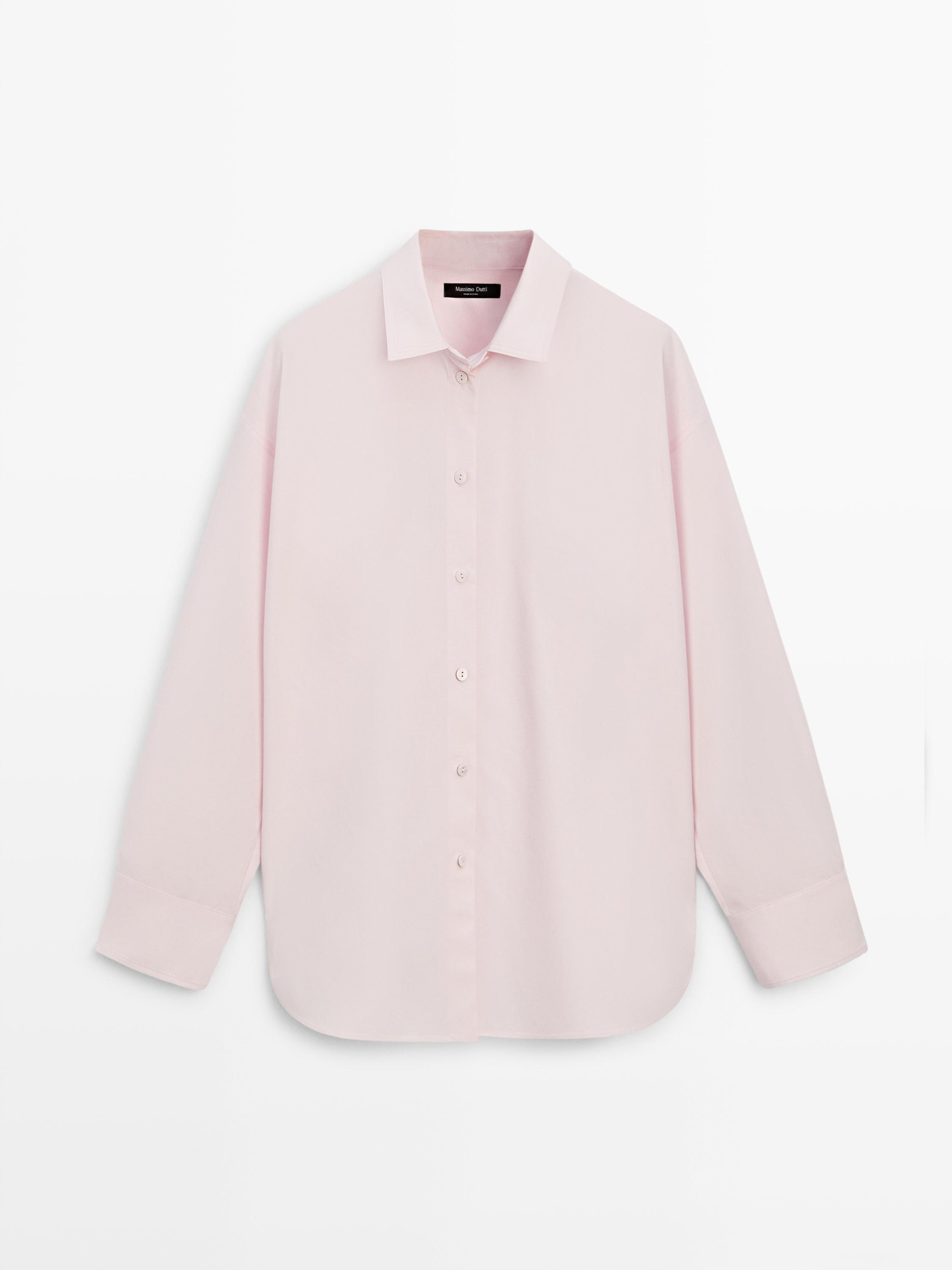 Poplin and cotton blend shirt | Massimo Dutti US