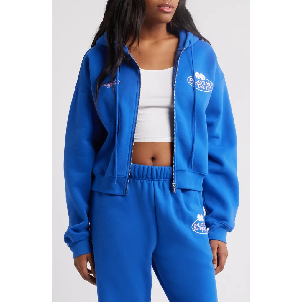 THE MAYFAIR GROUP Playing with Fate Hoodie in Blue at Nordstrom, Size Medium | Nordstrom