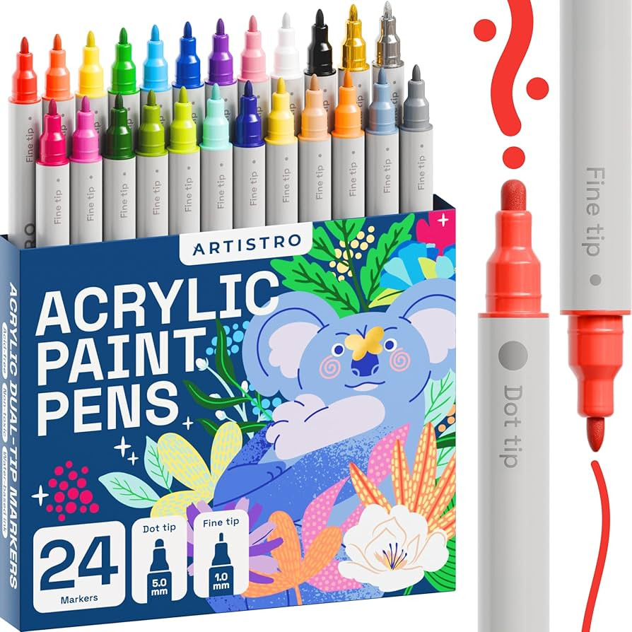 Acrylic paint pens, Dual tip. 24ct.  | Amazon (US)